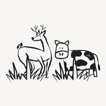 Deer, cow sticker, cute animals | Free Vector Illustration - rawpixel Deer, cow sticker, cute animals | Free Vector Illustration - rawpixel