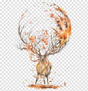 Deer , Deer Watercolor painting Drawing Illustration, Autumn deer transparent background PNG clipart