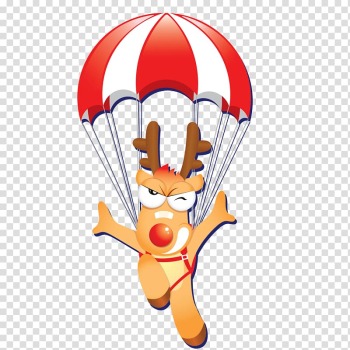 Deer Elk Christmas Santa Claus Illustration, Skydiving deer transparent background PNG clipart