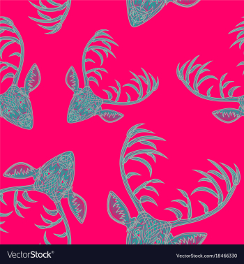 Deer heads seamless pattern vector image Deer heads seamless pattern vector image
