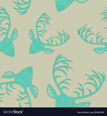 Deer heads seamless pattern vector image Deer heads seamless pattern vector image