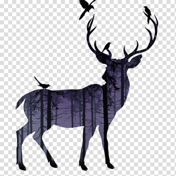 Deer silhouette, White-tailed deer Reindeer Moose Elk, deer transparent background PNG clipart