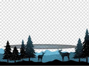Deer Snow Winter Landscape Christmas, Snowing transparent background PNG clipart Deer Snow Winter Landscape Christmas, Snowing transparent background PNG clipart