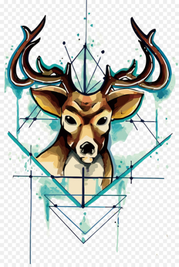 Deer Unicorn Tattoo Drawing - Vector watercolor deer head Deer Unicorn Tattoo Drawing - Vector watercolor deer head