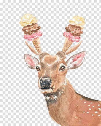 Deer Watercolor painting, Creative deer transparent background PNG clipart Deer Watercolor painting, Creative deer transparent background PNG clipart