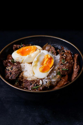 Delicious Beef Bowl with Soft-Boiled Eggs Delicious Beef Bowl with Soft-Boiled Eggs