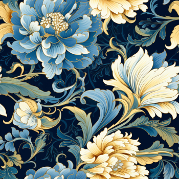 Delight in the beauty of a seamless tile pattern featuring intricate floral motifs