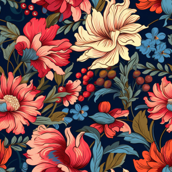 Delight in the beauty of a seamless tile pattern featuring intricate floral motifs