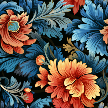 Delight in the beauty of a seamless tile pattern featuring intricate floral motifs