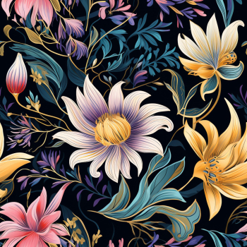 Delight in the beauty of a seamless tile pattern featuring intricate floral motifs