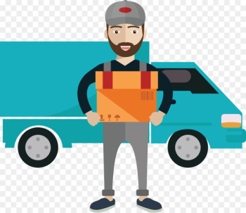 Delivery Courier Royalty-free Illustration - Vector hand-painted card delivery courier man 
