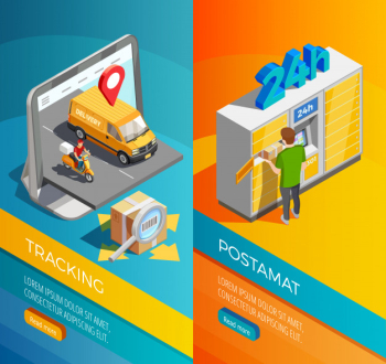 Delivery isometric vertical banners Free Vector Delivery isometric vertical banners Free Vector