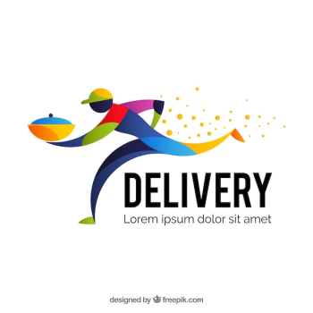 Delivery logo template with colorful man
