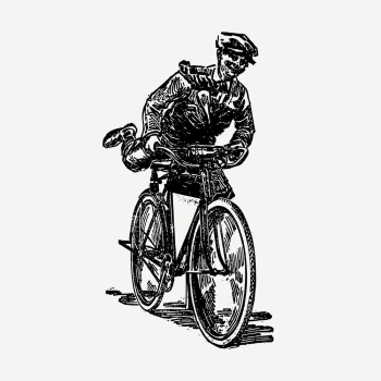 Delivery man riding bicycle drawing, | Free PSD - rawpixel