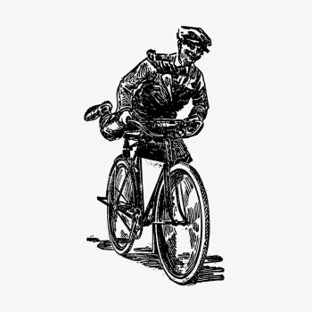 Delivery man riding bicycle drawing, | Free Vector - rawpixel