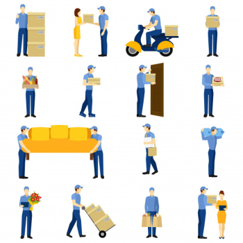 Delivery man set Free Vector