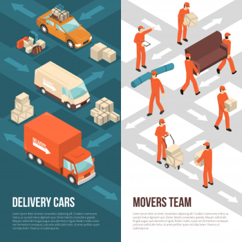 Delivery moving vertical banner set Free Vector Delivery moving vertical banner set Free Vector