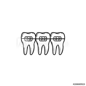 Dental braces hand drawn outline doodle icon Dental braces hand drawn outline doodle icon