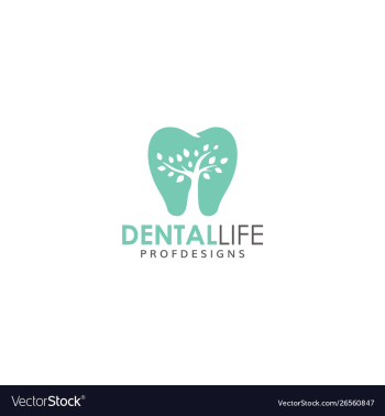 Dental life dental clinic tree leaf grow up logo vector image Dental life dental clinic tree leaf grow up logo vector image