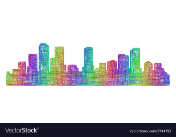 Denver skyline silhouette - multicolor line art vector image Denver skyline silhouette - multicolor line art vector image