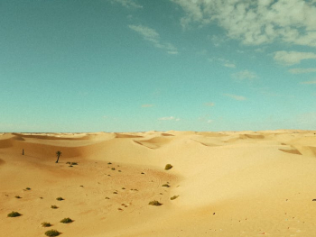 Desert Land and Sand Dunes Under Blue Sky Desert Land and Sand Dunes Under Blue Sky