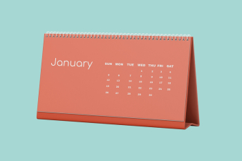 Desk calendar mockup, orange 3D | Free PSD Mockup - rawpixel