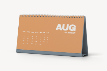 Desk calendar mockup, orange 3D | Free PSD Mockup - rawpixel