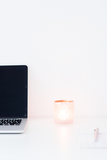 Desktop and candle Desktop and candle