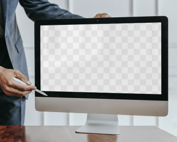 Desktop screen png mockup, businessman | Free PNG Mockup - rawpixel