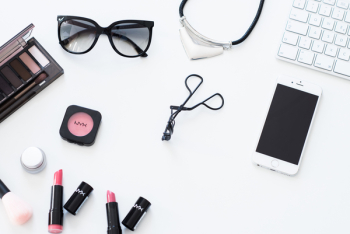 Desktop with beauty products Desktop with beauty products