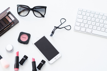 Desktop with beauty products Desktop with beauty products