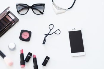 Desktop with beauty products Desktop with beauty products