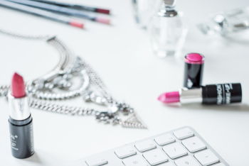 Desktop with beauty products Desktop with beauty products