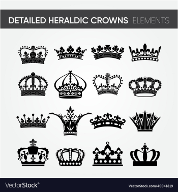 detailed heraldic crowns elements set detailed heraldic crowns elements set