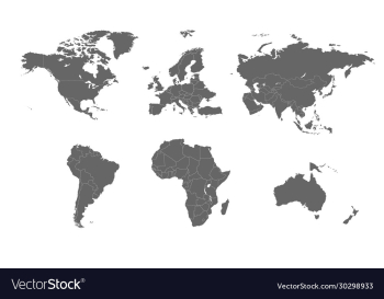 detailed world map divided into continents