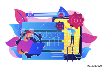 Developer using big data applications and tablet Developer using big data applications and tablet