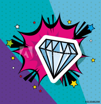 diamond with explosion pop art style design diamond with explosion pop art style design