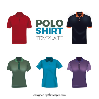 Different patterns male and female polo shirt collection