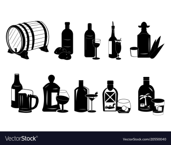 Different types of alcoholic drinks vector image Different types of alcoholic drinks vector image