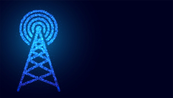 Digital mobile telecommunication tower network connection background Free Vector