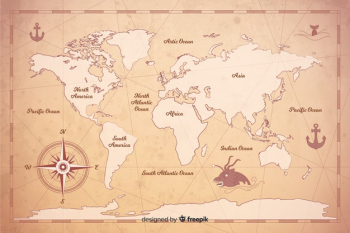 Digital vintage world map style Free Vector