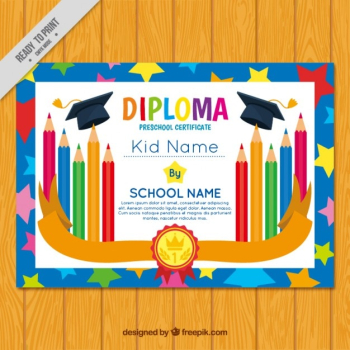 Diploma for children, decorated with pencils Diploma for children, decorated with pencils