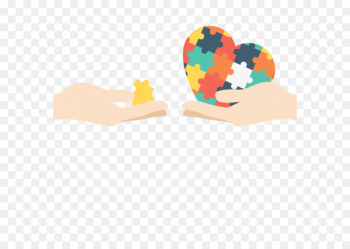 Disability Child Autism Health Care - Cartoon hand holding heart-shaped collage 