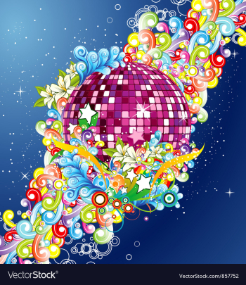 Discoball with floral vector image Discoball with floral vector image