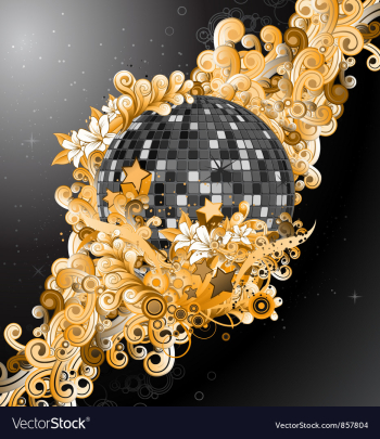 Discoball with floral vector image Discoball with floral vector image