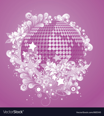 Discoball with floral vector image Discoball with floral vector image