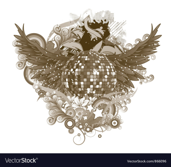 Discoball with wings vector image Discoball with wings vector image