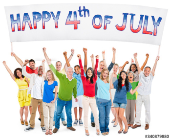 Diverse Cheerful People Celebrating Independence Day Diverse Cheerful People Celebrating Independence Day