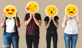 Diverse people covered with emoticons | Free stock psd mockup - 414512