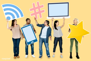 Diverse people holding technology icons | Free stock photo - 470275 Diverse people holding technology icons | Free stock photo - 470275